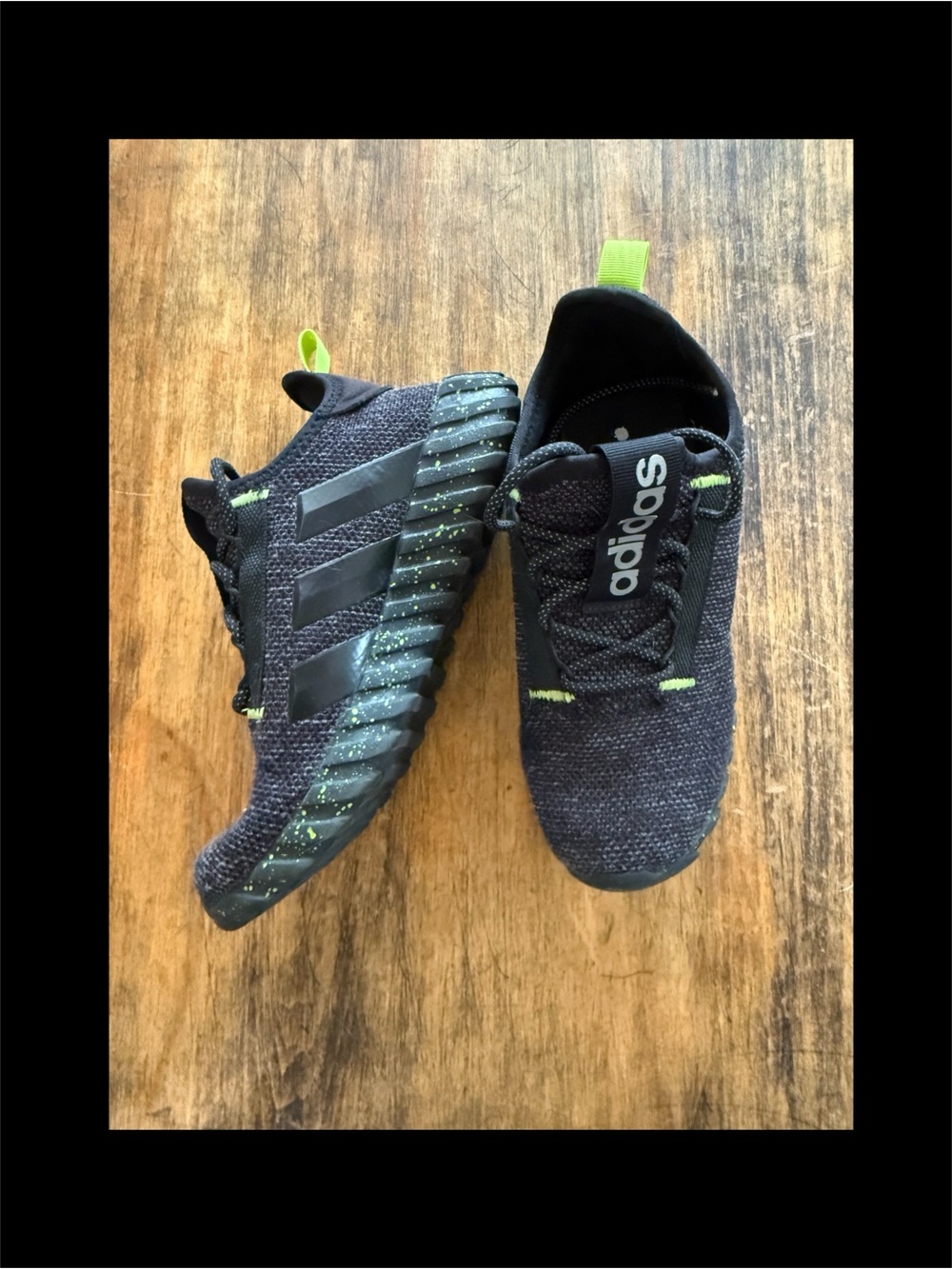 ADIDAS Kaptir 3.0 Unisex Kids Black Lucid Lemon' Athletic Shoes Size 4.5 Boys